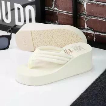 Летние женские тапочки на плоской подошве из натуральной кожи, черные, белые, мюли на толстой подошве, повседневные, удобные, женские, 2025 35 бежевый