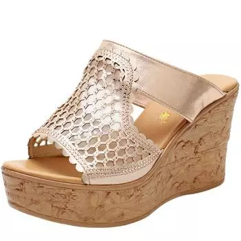 Летние женские тапочки на танкетке со стразами, на платформе с открытым носком, увеличивающие рост, сексуальные женские туфли De Mujer 32