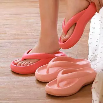 Летние женские тапочки на толстой подошве из материала EVA, модные домашние универсальные водонепроницаемые и противоскользящие пляжные тапочки 35-36 жёлтый