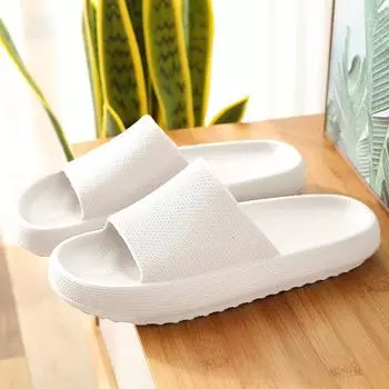 Летние женские тапочки оптом 2024 однотонные сандалии из ЭВА с мягкой подошвой корейские повседневные туфли на плоской платформе для отдыха на пляже для пар 36-37 белый
