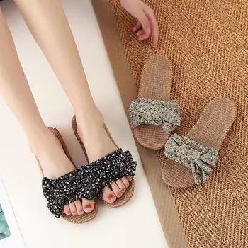 Летние женские тапочки с бантом 33 чёрный