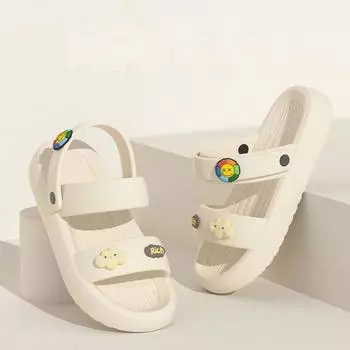 Летние женские тапочки с героями мультфильмов, домашние повседневные удобные сандалии на мягкой подошве, уличные пляжные детские тапочки 39-40 чёрный