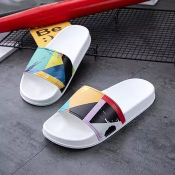 Летние женские тапочки с принтом. Модные дышащие легкие мужские и женские тапочки. 36/37