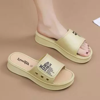 Летние женские тапочки с толстой подошвой, нескользящие, мягкие, для использования в помещении и на улице, модные сандалии высокого класса 36-40