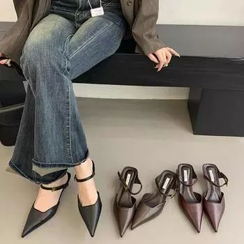 Летние женские тапочки с закрытым носком, модные мюли Singbacks, элегантные женские босоножки на тонком каблуке для стриптиза 35 кофейный