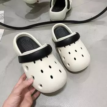 Летние женские тапочки с закрытым носком на платформе из ЭВА, новые модные дышащие туфли-сабо на плоской подошве для женщин, повседневные сандалии для женщин на открытом воздухе 36-37