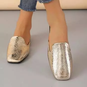 Летние женские тапочки золотистого цвета на плоской подошве с открытым носком, уличные тапочки, пляжная женская обувь больших размеров, шлепанцы Zapatos De Mujer 37 золотой