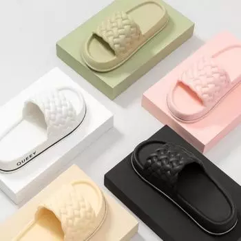 Летние женские толстые тапочки, пляжные шлепанцы на подошве, нескользящие мягкие сандалии для ванной комнаты, модная женская обувь с облаками 40-41 белый