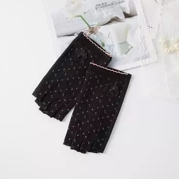 Летние женские тонкие нескользящие перчатки без пальцев для спорта на открытом воздухе, езды и вождения, из чистого хлопка, с защитой от УФ-лучей, с чайным нейл-артом One Size