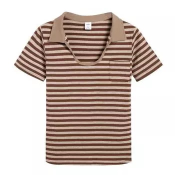 Летние женские тонкие рубашки поло для гольфа, женские повседневные футболки, хлопковая полосатая женская рубашка с коротким рукавом, офисная L зелёный