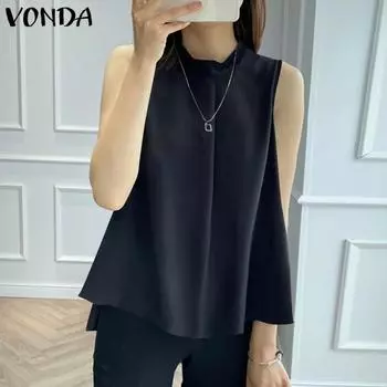 Летние женские топы без рукавов VONDA, свободная однотонная блузка