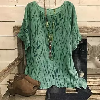 Летние женские топы, модные повседневные с принтом, с коротким рукавом, круглым вырезом, свободная блузка, рубашка, туника, спортивный топ S