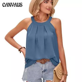 Летние женские топы на бретелях, свободный висячий жилет с рюшами спереди, струящиеся топы без рукавов S темно-розовый