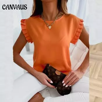 Летние женские топы, простая плиссированная рубашка с коротким рукавом и круглым вырезом, женская футболка M розы красного