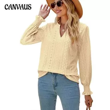 Летние женские топы с длинными рукавами, однотонная ажурная термоусадочная плиссированная блузка с рукавами в виде листьев лотоса, свободная футболка с v-образным вырезом, топ S светло-фиолетовый