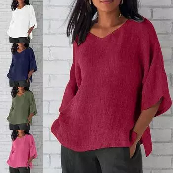 Летние женские топы с v-образным вырезом, однотонные футболки с короткими рукавами, повседневная элегантная эстетичная женская одежда, шикарные свободные наряды для отпуска S темно-синий