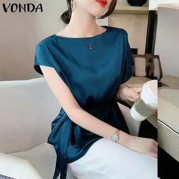 Летние женские топы VONDA на шнуровке с короткими рукавами и талией