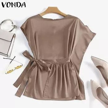 Летние женские топы VONDA на шнуровке с короткими рукавами и талией