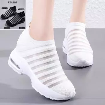 Летние женские туфли белого цвета с полой толстой подошвой, универсальные повседневные туфли, новые модные спортивные туфли, кроссовки 34 белый