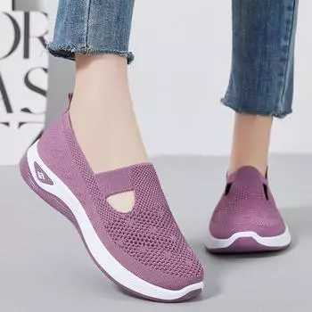 Летние женские туфли, матерчатые туфли с мелкой сеткой для мам, легкие удобные повседневные туфли 36 чёрный