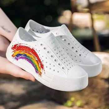 Летние женские туфли на платформе повседневные водонепроницаемые полые сандалии 35 синий