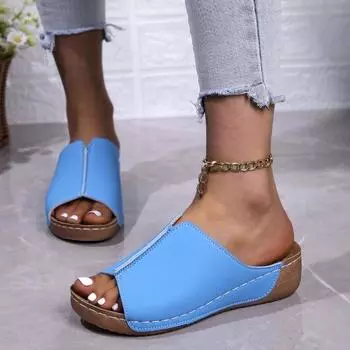 Летние женские туфли на платформе с танкеткой, ретро, новые, с открытым носком, повседневные, без застежек, туфли для женщин, женские тапочки для активного отдыха 37