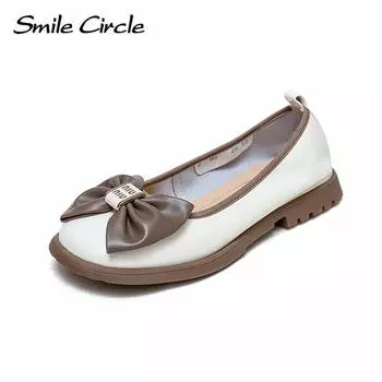 Летние женские туфли на плоской подошве из натуральной кожи с галстуком-бабочкой, сандалии без шнуровки на мягкой подошве, модная повседневная обувь в стиле ретро