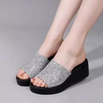 Летние женские туфли на покатом каблуке One Character Temperament Rhinestone Casual Fashion Casual Wear Trending High Heel Womens Shoes 40 чёрный