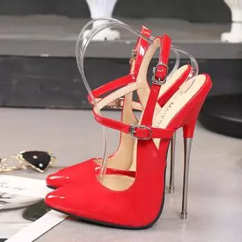 Летние женские туфли на высоком каблуке, европейские и американские модные сексуальные туфли большого размера с шипами и мелкой пряжкой, винтажные туфли-лодочки 35
