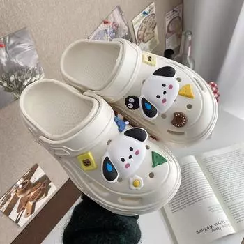 Летние женские туфли с дырочками, низкие женские пляжные туфли, модные и легкие, парные сандалии с сумкой на голову, женские тапочки 36-37 белый