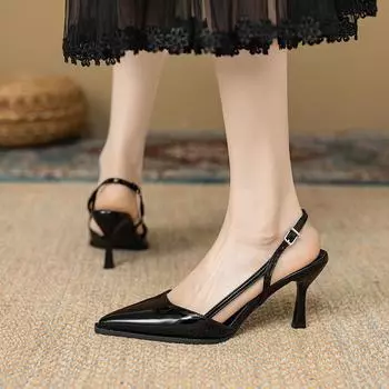 Летние женские туфли с острым носком на высоком каблуке с пряжкой в виде головы, сексуальные знаменитые формальные сандалии, женская мода, женская дышащая обувь 35