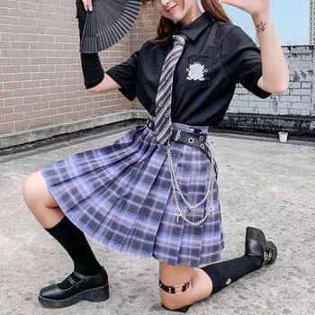 Летние женские юбки JK с высокой талией для девочек, плиссированная юбка в японском стиле, женское милое клетчатое мини-платье XS красный