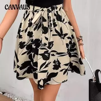 Летние женские юбки Повседневная юбка с принтом Короткая юбка S зелёный