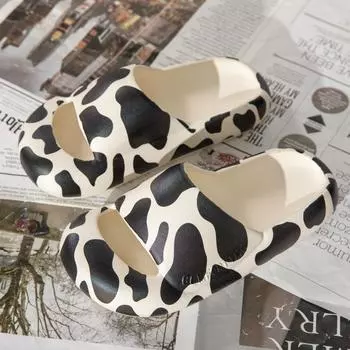 Летние женские удобные модные крутые тапочки на толстой подошве, домашние нескользящие тапочки дома 40-41