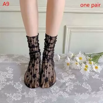 Летние женские ультратонкие цветочные сексуальные прозрачные ледяные стеклянные нити длинные корейские кружевные средние носки-трубы носки Лолита