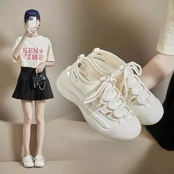 Летние женские уличные пляжные сандалии, легкие повседневные туфли без шнуровки, дышащие кроссовки на шнуровке 35