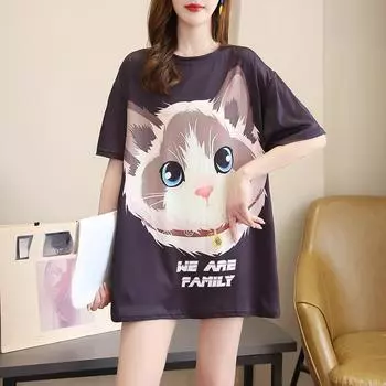 Летние женские забавные футболки с мультяшным принтом, большие футболки с рисунком, белые, черные топы y2k, модные футболки для пар, уличная одежда унисекс в стиле Харадзюку one size