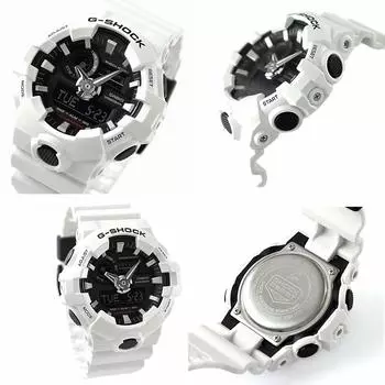 Летние/зимние водонепроницаемые часы G-SHOCK 20ATM Ana-Digi с пластиковым ремешком для мужчин (ГА-700-1А ГА-700-1Б ГА-700-2А ГА-700-4А ГА-700-7А) (ГА-700-7А (белый) )