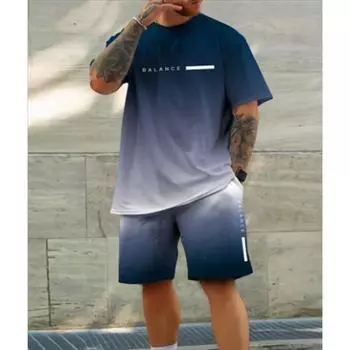 Летний 3D-принтованный мужской повседневный комплект из футболки и шорт, спортивный костюм для мужчин, 2 предмета, модная мужская одежда, спортивный костюм XS