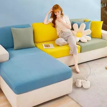 Летний эластичный чехол для дивана Ice Silk, все включено, универсальный чехол, новый простой современный однотонный нескользящий чехол для дивана, ткань для чехла S-65x65cm синий