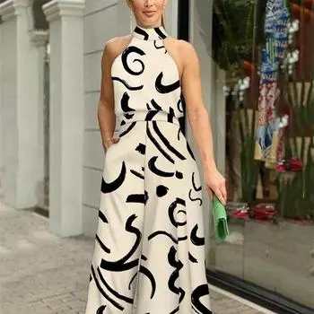 Летний элегантный женский комбинезон с открытыми плечами, модный тренд, повседневные брюки с коротким рукавом и широкими штанинами, комбинезоны для женщин, комбинезоны XXXL белый