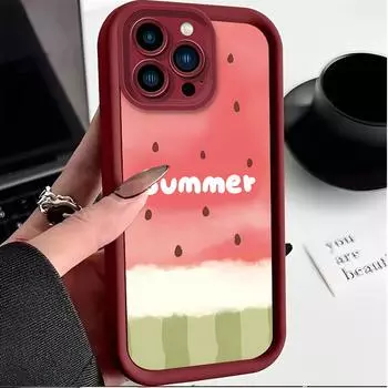 Летний арбузный принт модный чехол гибкий мягкий силиконовый чехол TPU полная задняя крышка для iPhone Samsung iPhone 5 чёрный