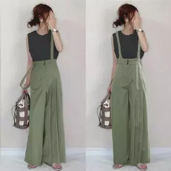 Летний асимметричный комбинезон со складками 2024 года Large зелёный