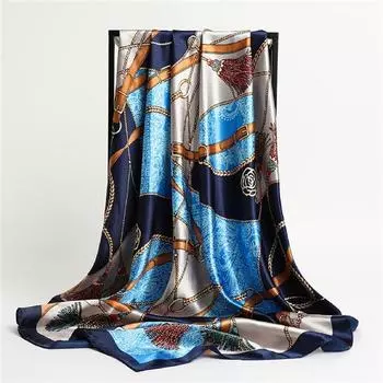 Летний атласный квадратный шарф для женщин, роскошная шелковая шаль, повязки для волос, платок, хиджаб, шейный платок, женская повязка на голову, бандана 90x90cm