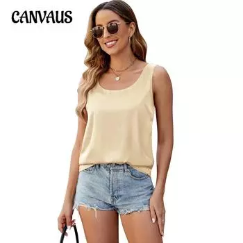 Летний атласный жилет без рукавов, женский атласный топ с круглым вырезом, внешняя торговля S красный