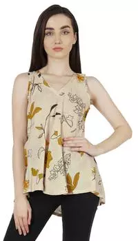 Летний базовый топ без рукавов с принтом Inkmeso для женщин, удобная футболка с высоким и низким подолом, длинная 3XL бежевый