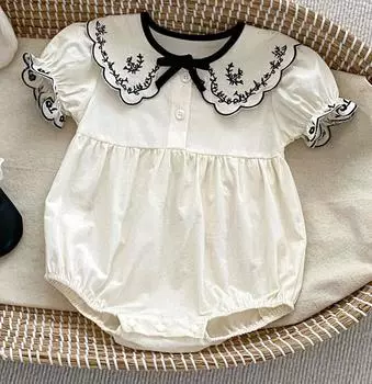 Летний белый комбинезон для маленьких девочек, элегантное боди принцессы для девочек, детская хлопковая одежда 66