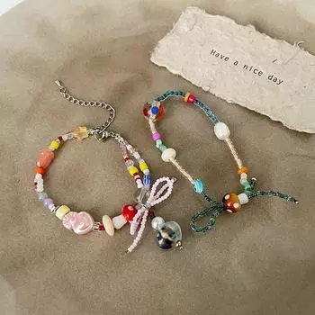 Летний браслет из бисера цвета допамина для женщин, нишевый дизайн, чувство уникальности, модный тренд, браслет, ювелирные изделия