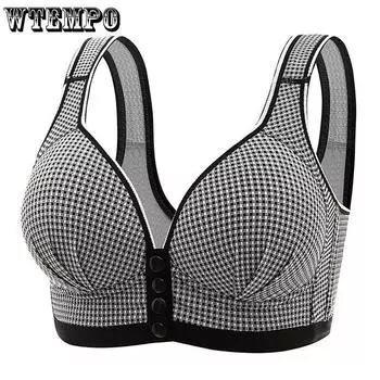 Летний бюстгальтер с открытыми пуговицами для женщин без стальных колец, собранный бюстгальтер с красивой спинкой, бюстгальтер с полной чашкой, тонкий дизайн 36/80B чёрный