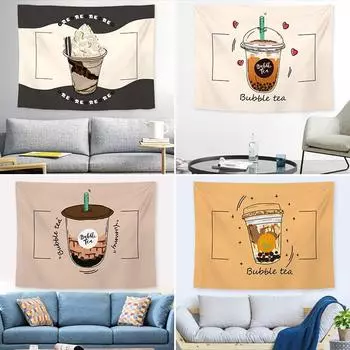 Летний чай с молоком, ледяной напиток, фон, подвесная ткань, украшение для дома, стены, гобелен, гобелен для офиса, гостиной 100x75cm